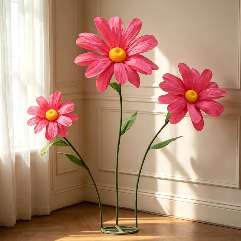 Lar Daisy Flowers Artificial,5.9 Ft Giant Paper Flower Decorat,Big