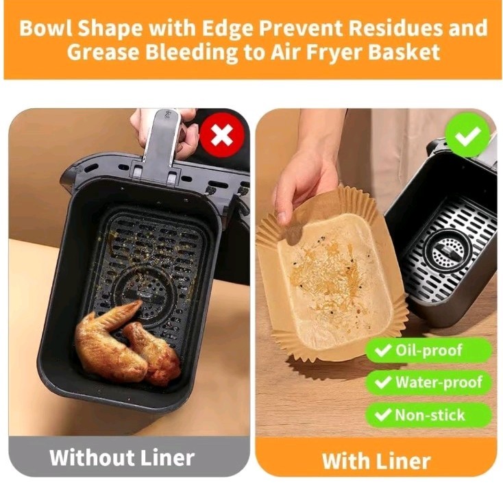 Non-Stick Oil-Proof Waterproof Air Fryer Parchment Liners 125 Brown 8.7x5.5 gallery