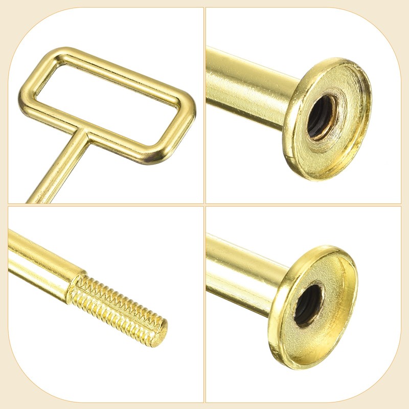 2 Set 3-Tier Cupcake Stand Hardware Fittings for Cake Stand, Square Gold gallery