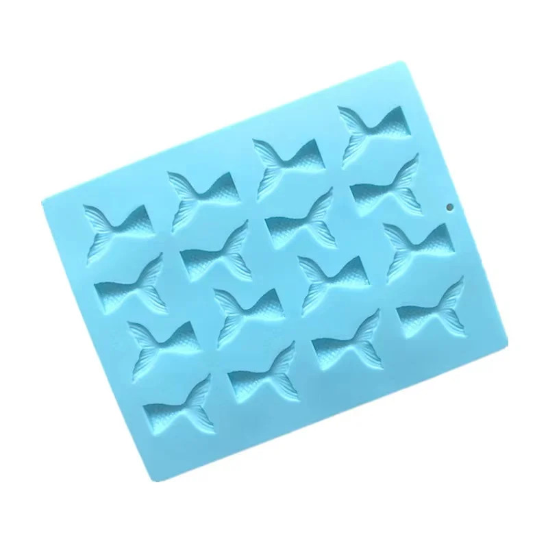 Blue Silicone 16 Fish Tail Shape Chocolate Mold Cupcake Decoration Mould Baking