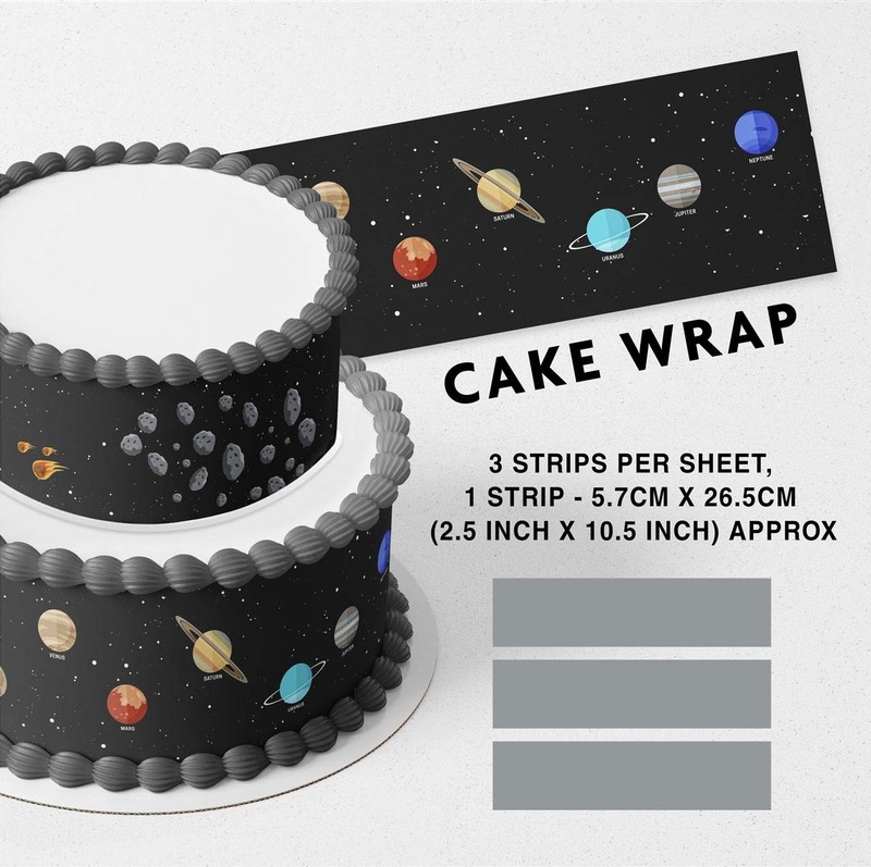 Solar System Pattern Strip Edible Cake Topper Decoration Edible Image