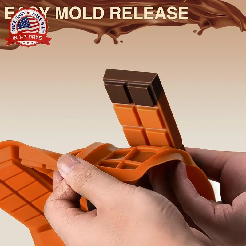 Silicone Chocolate Bar Mold - 6 Large Cavities, Food-Grade, Non-Toxic & Odorless gallery