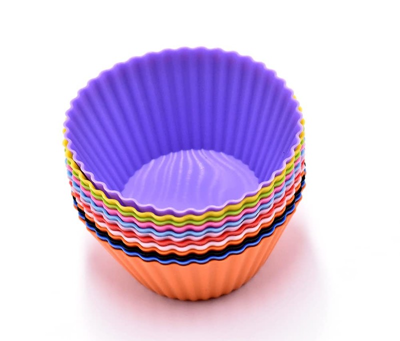 12 Pcs Multicolored Silicone Cupcake Baking Cups Reusable Muffin Liners