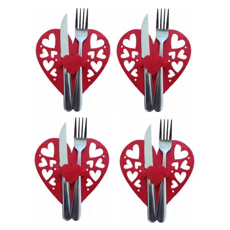 4pcs Wedding Cutlery Holder Dinner Table Decor Fork Bag Tableware Cover gallery