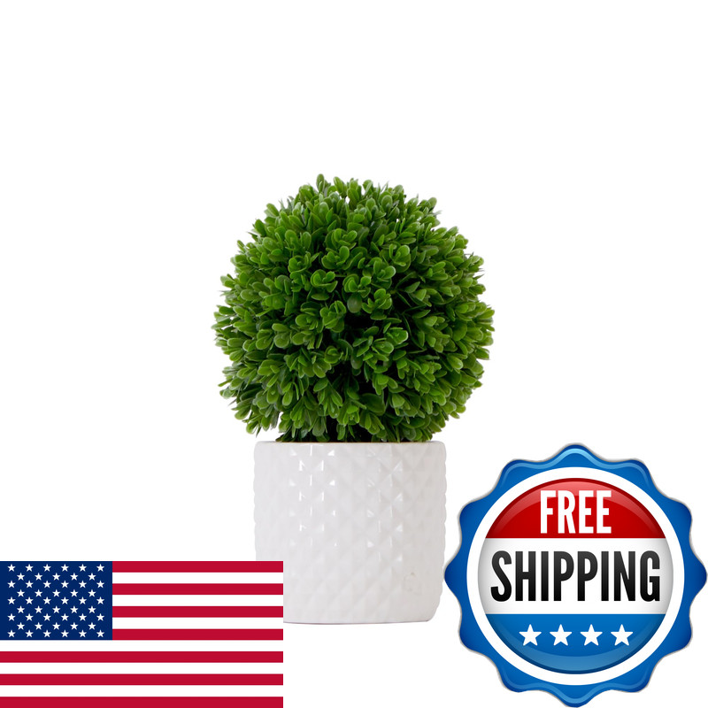 Nearly Natural 10In. Artificial Boxwood Topiary Plant Decorative Planter P1916