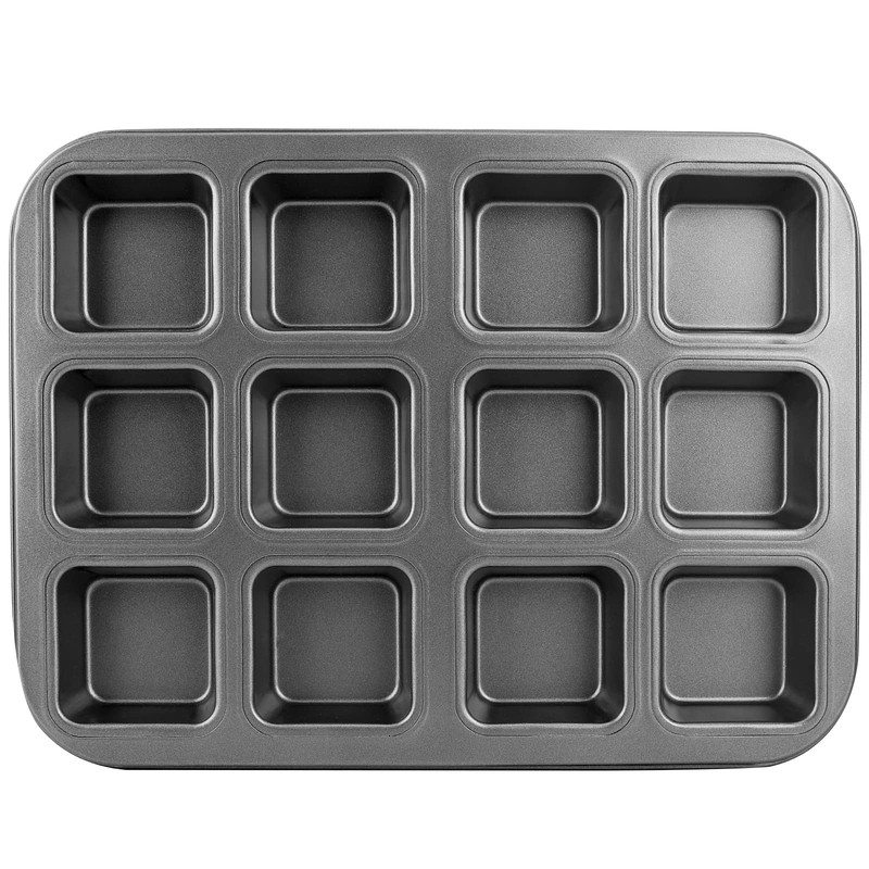 Beasea Brownie Pan with Dividers, 1 Set 12 12 Cavity, Black 12 Cup