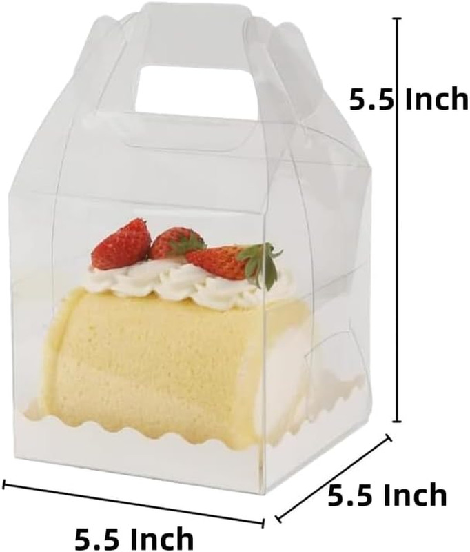 10Pcs Clear Cake Boxes,5.5X5.5 Inch Cake Transparent Gift Box Plastic Cupcake Ca gallery