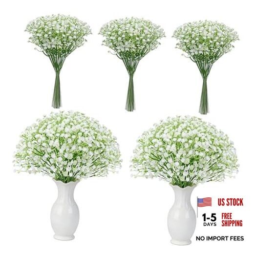 24PCS White Babys Breath Artificial Flowers,11” Elegant Faux 24-Baby Breath
