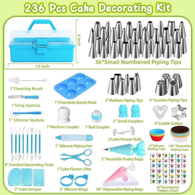 Cake Decorating Tools Supplies Kit, 236 Pieces Baking Accessories with Storag... gallery