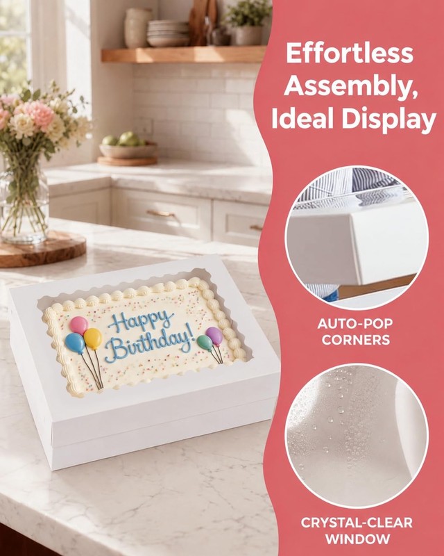 qiqee White Sheet Cake Box 6 Sets 14x10x4 gallery