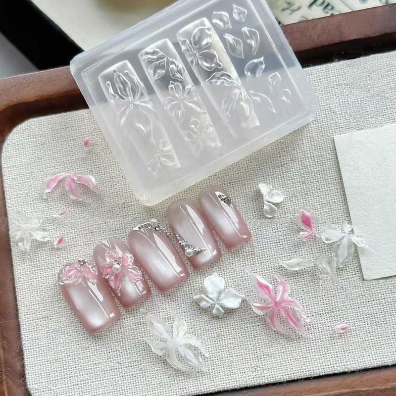 Lily Flower Charms Silicone Nail Molds-3D Gel Nail Art Mold Floral Charms for Na gallery