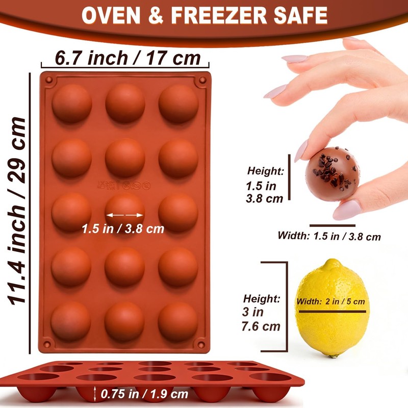 Small 15-Cavity Semi Sphere Silicone Molds Non-Stick,2 Packs Half Sphere Sili... gallery