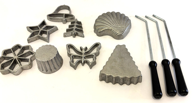 Vintage V.I.’s Munising Rosette Timbale Iron Set Molds Cookie Pastry 11 Pieces