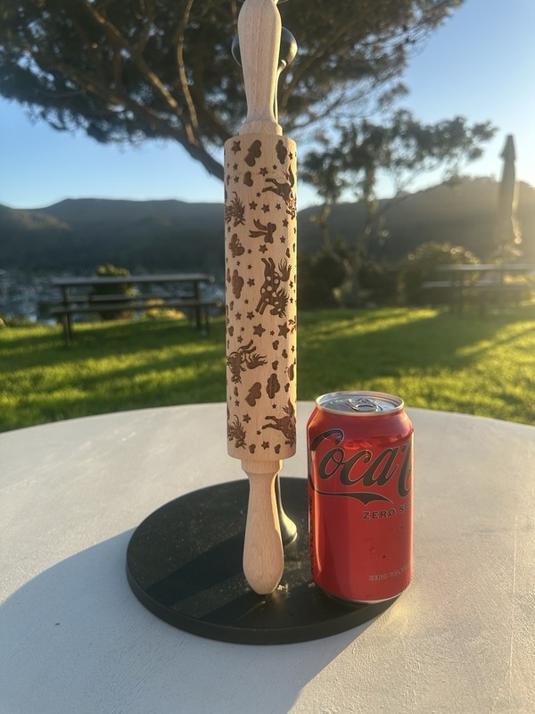 Wooden Embossing Rolling Pin Unicorn, Stars, Hearts Pattern With Handle gallery