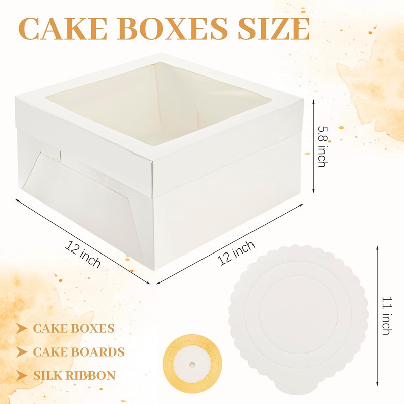 NPLUX 20 Pack White Cake Boxes with Window Cajas Para Pasteles 12X12X6 Inches wi gallery