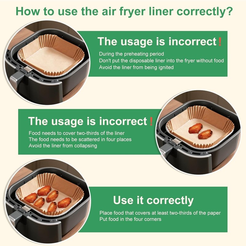 250 Disposable Air Fryer Paper Liner, Non-Stick 8 Inch Square Parchment Paper gallery