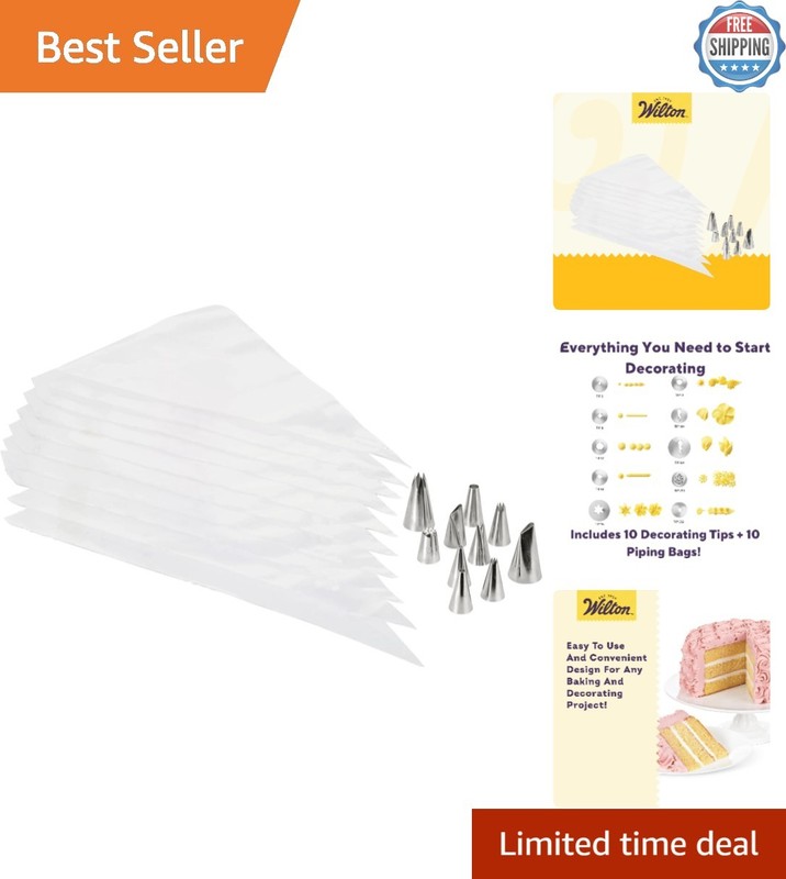 Ultimate 20-Piece Cake Decorating Kit – Stainless Steel Tips & Icing Bags