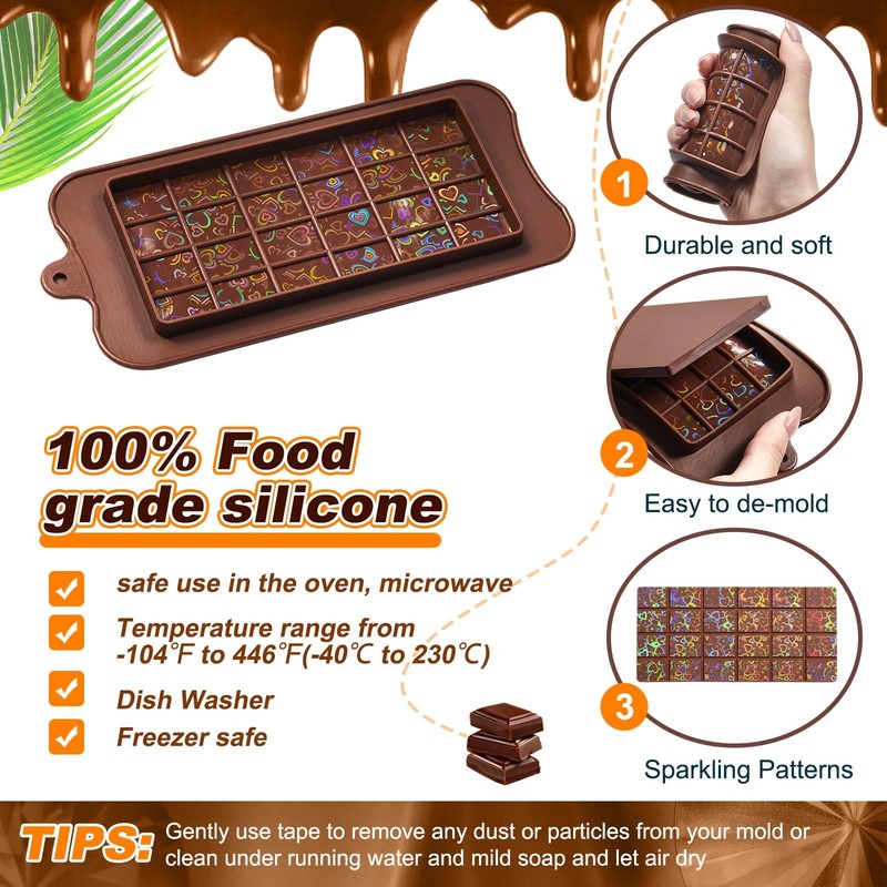 Holographic Chocolate Molds Resin Silicone Chocolate Bar Deep Thick Molds for... gallery
