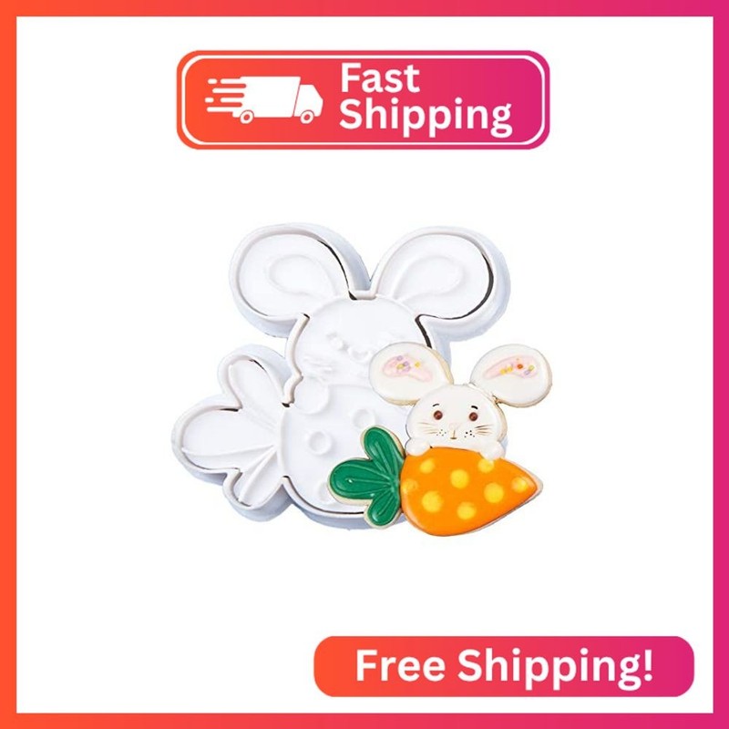 Flycalf Easter Cookie Cutters with Plunger Stamps Holiday Carrot Shapes PLA Baki