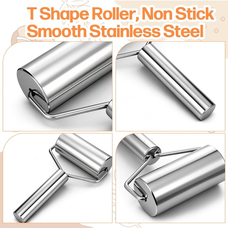 Small Stainless Steel Pastry Pizza Dough Roller NonStick Metal Rolling Pin gallery