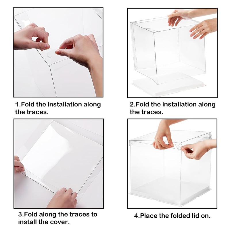 2 PCS White Clear Cake Box 8 Inch Transparent Carrier Lids Ribbon Packaging gallery