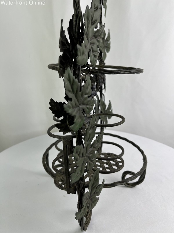Vintage Folding Wrought Iron Grape Design Pie Plate Display Stand Caddy gallery