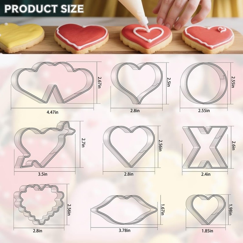 Valentine’s Day Cookie Cutters Heart Cookie Cutter Set 9 Pieces Stainless Steel gallery