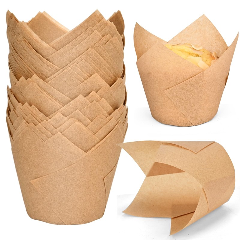 100pcs Extra Large Size Tulip Cupcake Liners for Baking Cups, Food Grade Parc…