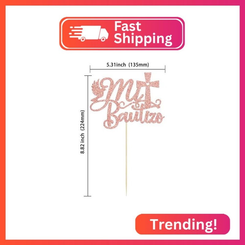 Gyufise 1Pc Rose Gold Mi Bautizo Cake Topper Holy First Communion Cake Toppers B gallery