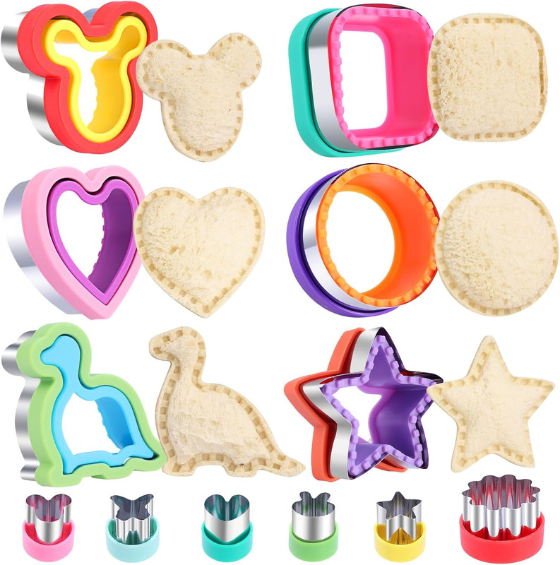 12 Pcs Sandwich Cutter and Sealer Set, Bread Decruster Pancake Maker DIY Cookie
