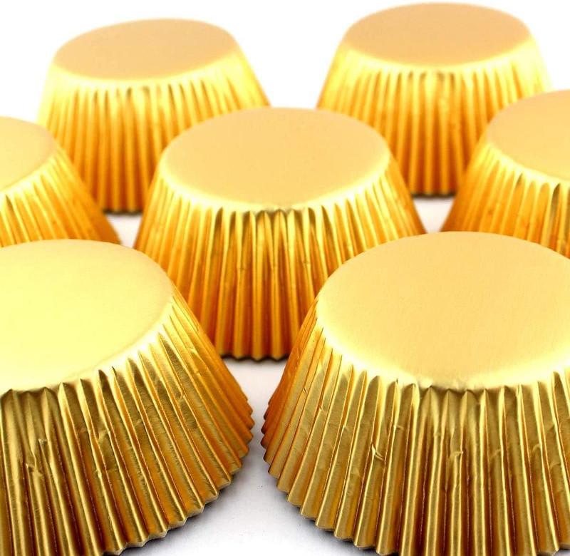 Gold Foil Cupcake Case Liners Wrappers Baking Muffin Paper Cups 200 Pcs gallery