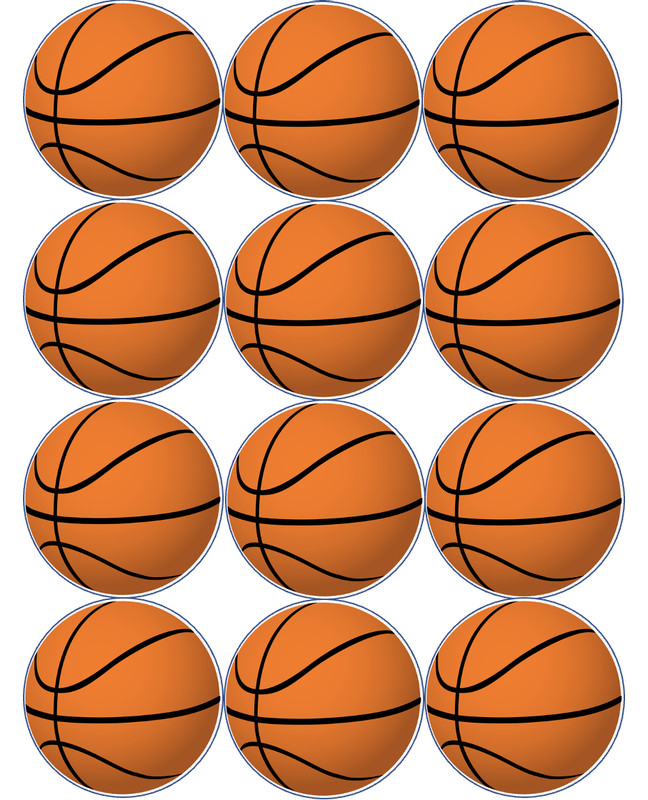 12 sports, basketball, edible paper, cupcake cookie toppers, pre cut CHOOSE SIZE