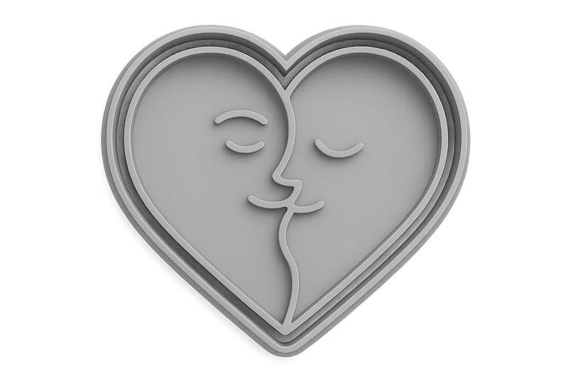 Loving Heart Kiss Cookie Cutter - 4x3.5" Premium Baking Design Fun gallery