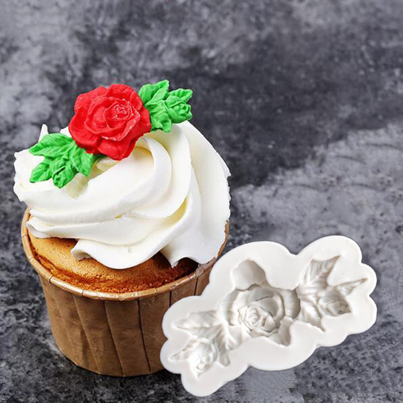 3Pcs Rose Wreath Flower Bouquet Leaves Fondant Molds for Wedding Cake Decorat... gallery
