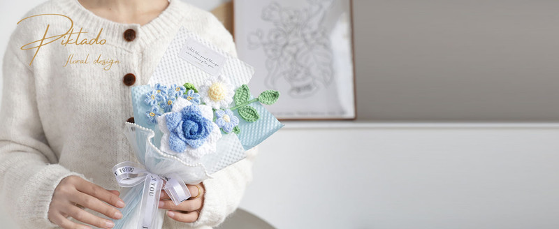 Handmade Crochet Pink Rose Daisy Bouquet for Fily & Friends Finished gallery