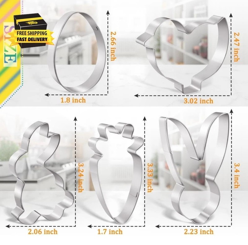 Easter Cookie Cutter Set - 5 Pices,Easter Bunny Cookie Cutter,Stainless Steel Co gallery
