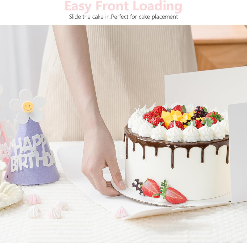 3 Pack Cake Boxes, 10x10x8 Inches Tall Cake Box with Cake Boards, White Bakery B gallery