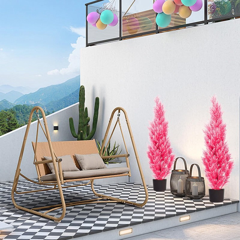 Comuster Two 4-Foot Pink Artificial Plants-Indoor And Outdoor Artificial Trees gallery