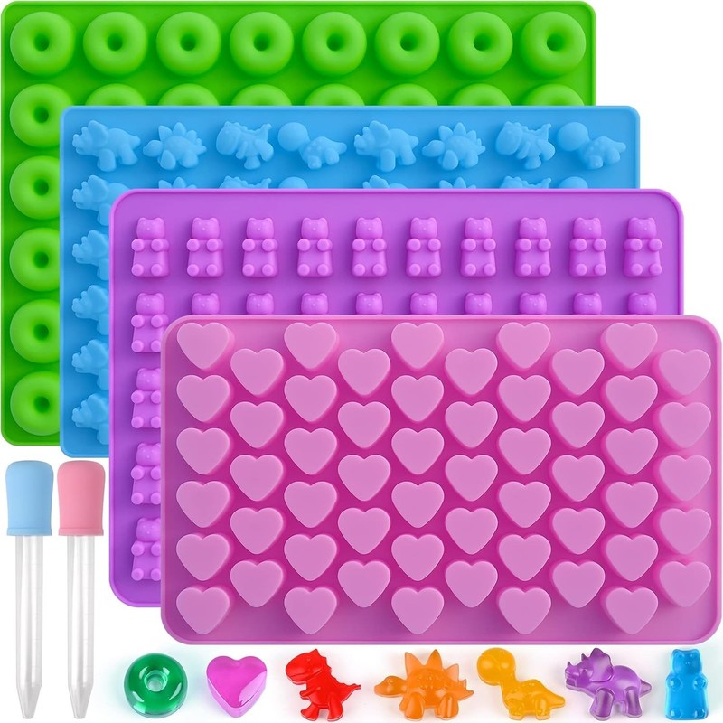 Gummy Candy Molds Silicone with 2 Droppers Pack of 4 Mini Silicone Molds Incl... gallery