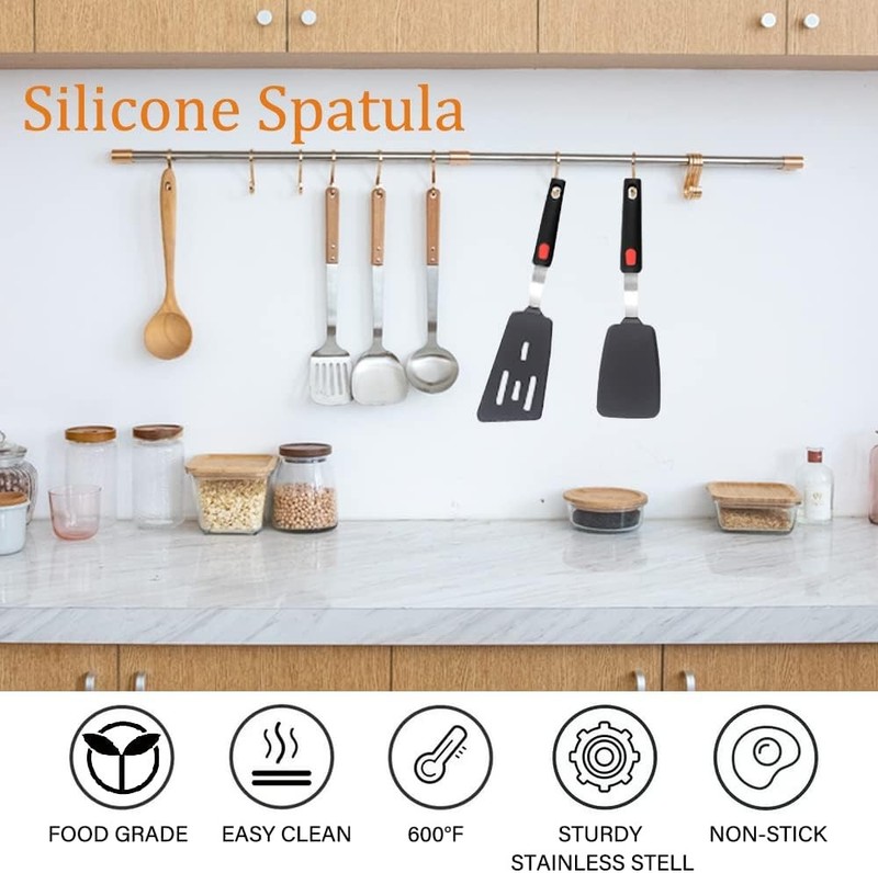Silicone Spatula Turner Set of 2, 600°F Heat Resistant Cooking Spatulas gallery