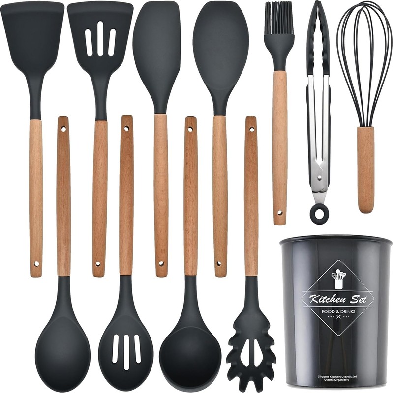 Silicone Utensils Set, Kitchenware, full cooking Set with Turner Tongs