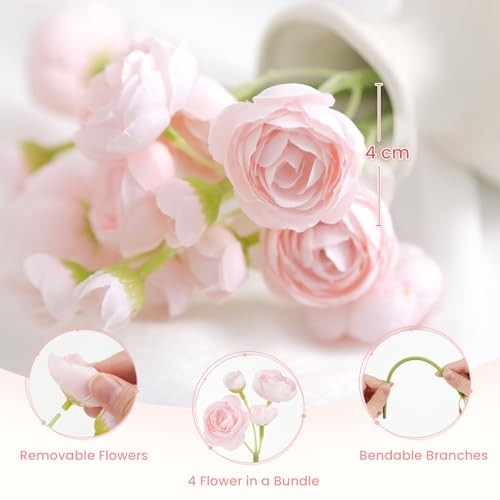 Pcs Ranunculus Artificial Flowers Faux Silk Mini Ranunculus, 30 Shabby Blush gallery
