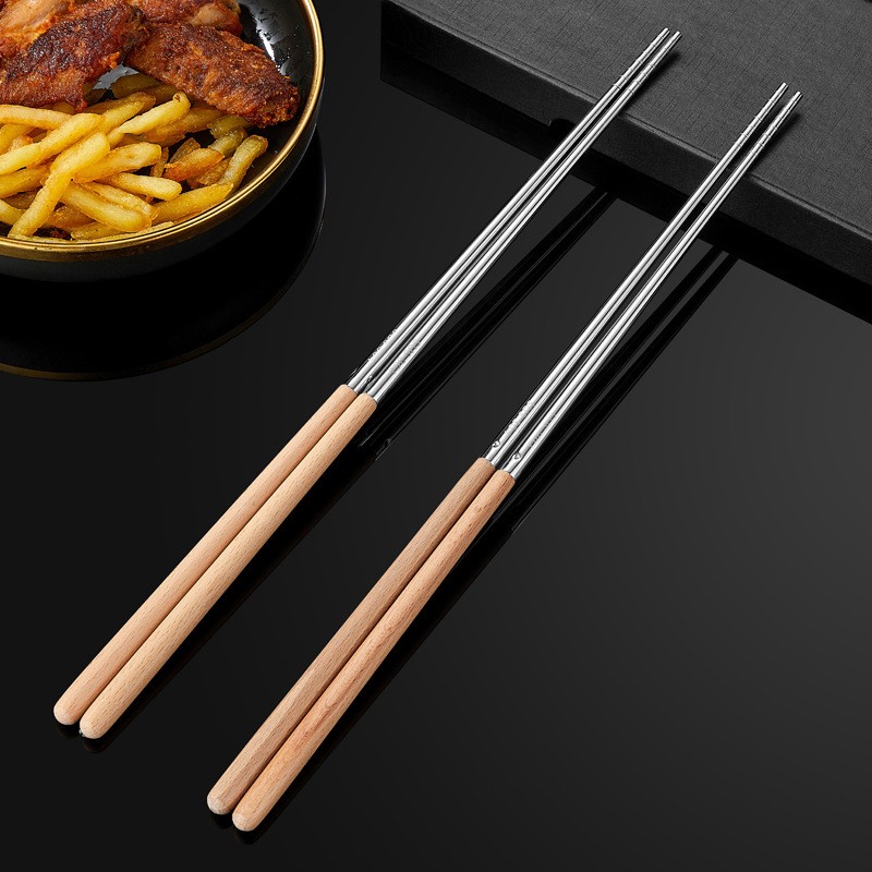 1Pair Stainless Steel Long Chopsticks Cook Noodles Deep Fried Hot Pot Chopsticks gallery