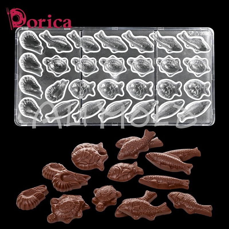 Turtle Fish Polycarbonate Chocolate Molds DIY Marine Animal Buttercream Moulds
