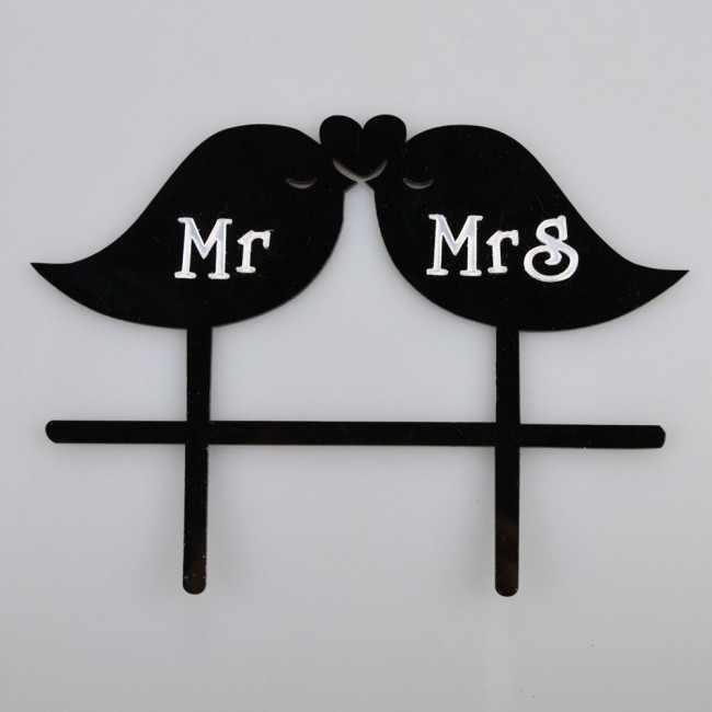 Mr and Mrs Love Birds Wedding Cake Topper | Bakell®