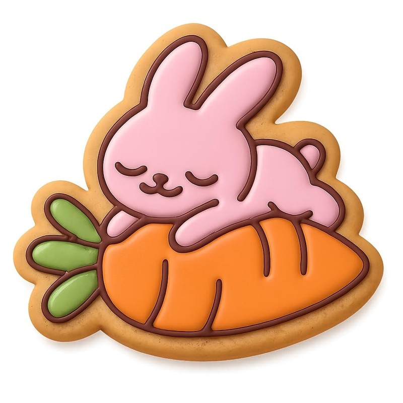 Chibi Bunny Resting on Giant Carrot Cookie Cutter & Stamp - 4x3.2 gallery