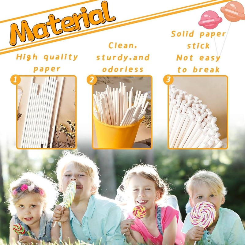 Versatile White Lollipop Sticks, 6-Inch Size for DIY Candy and Cupcake Toppers gallery