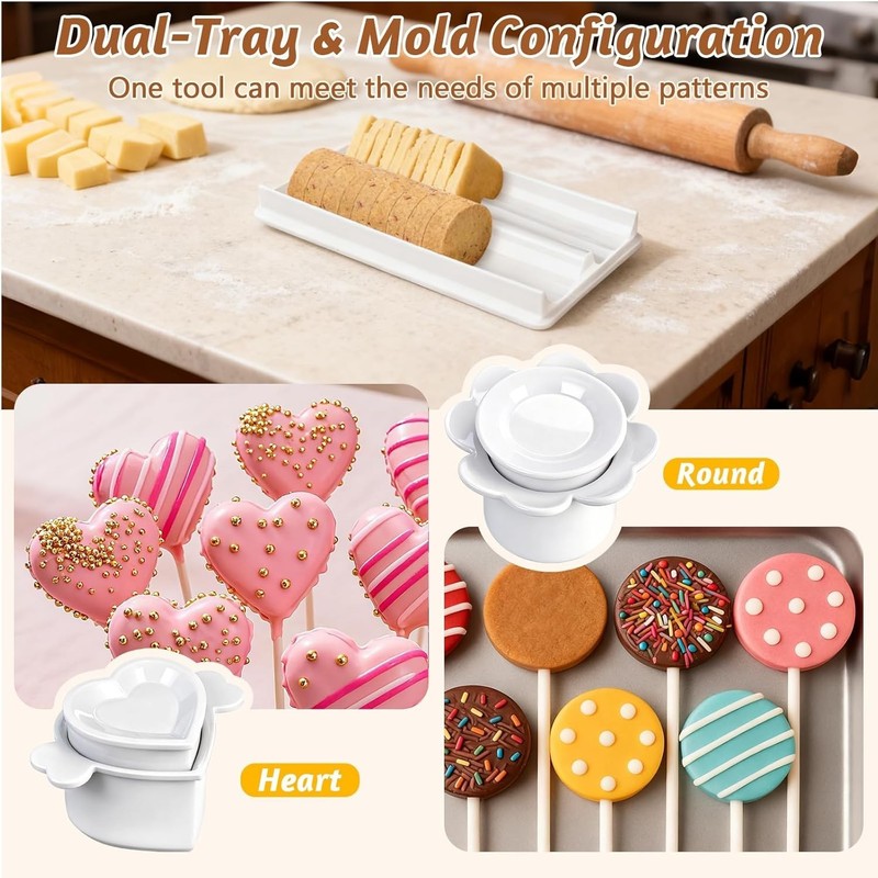 Cake Pop Mold Set with Tray, Round Cake Pop Cutter and Pusher, Large Capacity Tw gallery