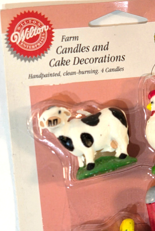 VTG Wilton Farm Candles Cow Chicken Tractor Barn Cake Topper Birthday gallery