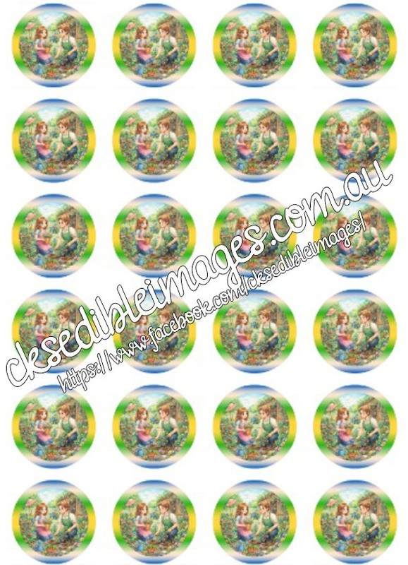 Gardening Edible Image Cake Cupcake Icing wafer Topper 5-8 Inches gallery